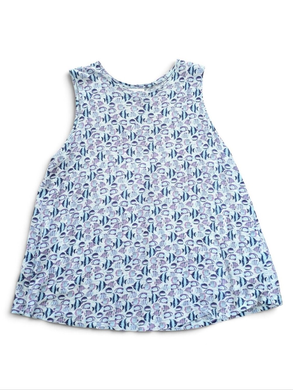J‎ Jill Love Linen Tank Top Womens M Fish Tropical Beachy Artsy Lightweight